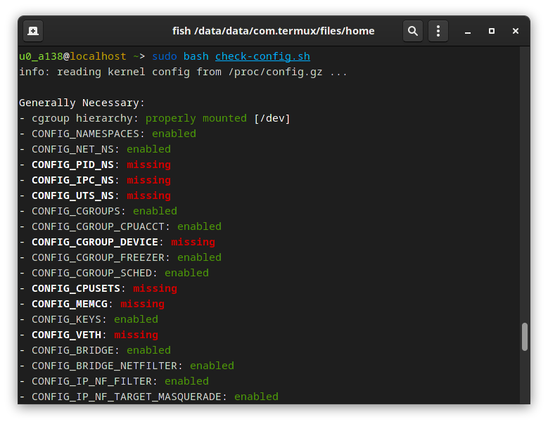 moby 配置检测工具结果,一片红不支持